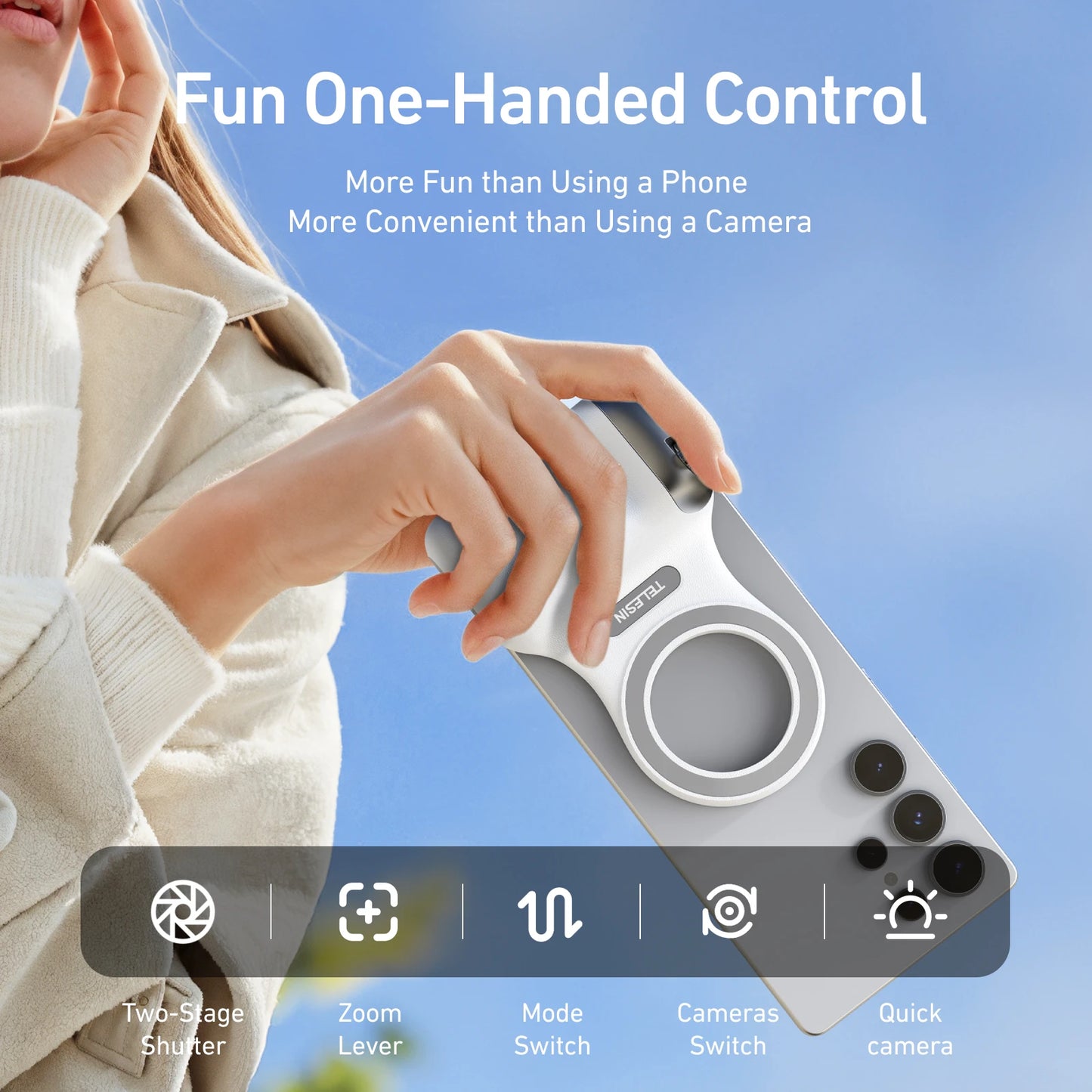 Magnetic Phone Camera Shoot Hand Grip Phone Holder Shooting Aid Remote Control Handle for Iphone HUAWEI SAMSUNG Phone